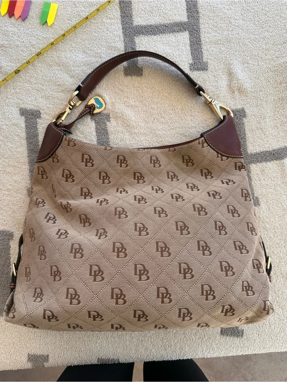 Dooney & Bourke Brown Logo-Print Hobo Bag